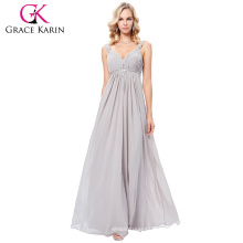 Grace Karin 2017 Nouveau Formal Grey Long Evening Ball Gown Party Robe de demoiselle d&#39;honneur Taille de la veste 4-16 GK000129-3